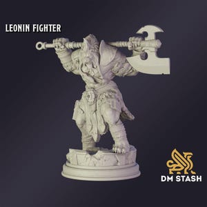 DnD Miniature Leonin Fighter miniature for Dungeons and Dragons tabletop RPG Wargaming miniature from DM Stash