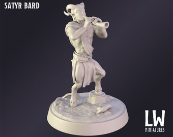 Satyr Bard Premium Tabletop Game miniature from Lost World Miniatures, Dungeons and Dragons, Pathfinder
