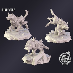 DnD Miniature Dire Wolf miniature for Dungeons and Dragons tabletop RPG Wargaming miniature from Cast N Play