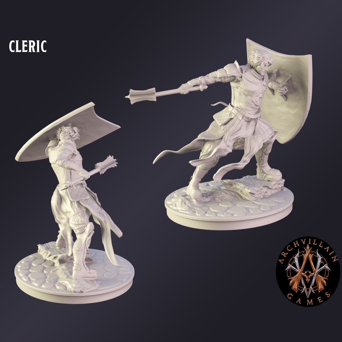 Human Cleric Tabletop Game Miniature From Archvillain Games | Etsy