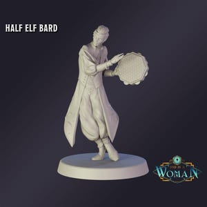 DnD Miniature Half Elf Bard miniature for Dungeons and Dragons tabletop RPG Wargaming miniature from DnD is a Woman