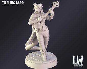 DnD Miniature Tiefling Bard miniature for Dungeons and Dragons tabletop RPG Wargaming miniature from Lost World Miniatures