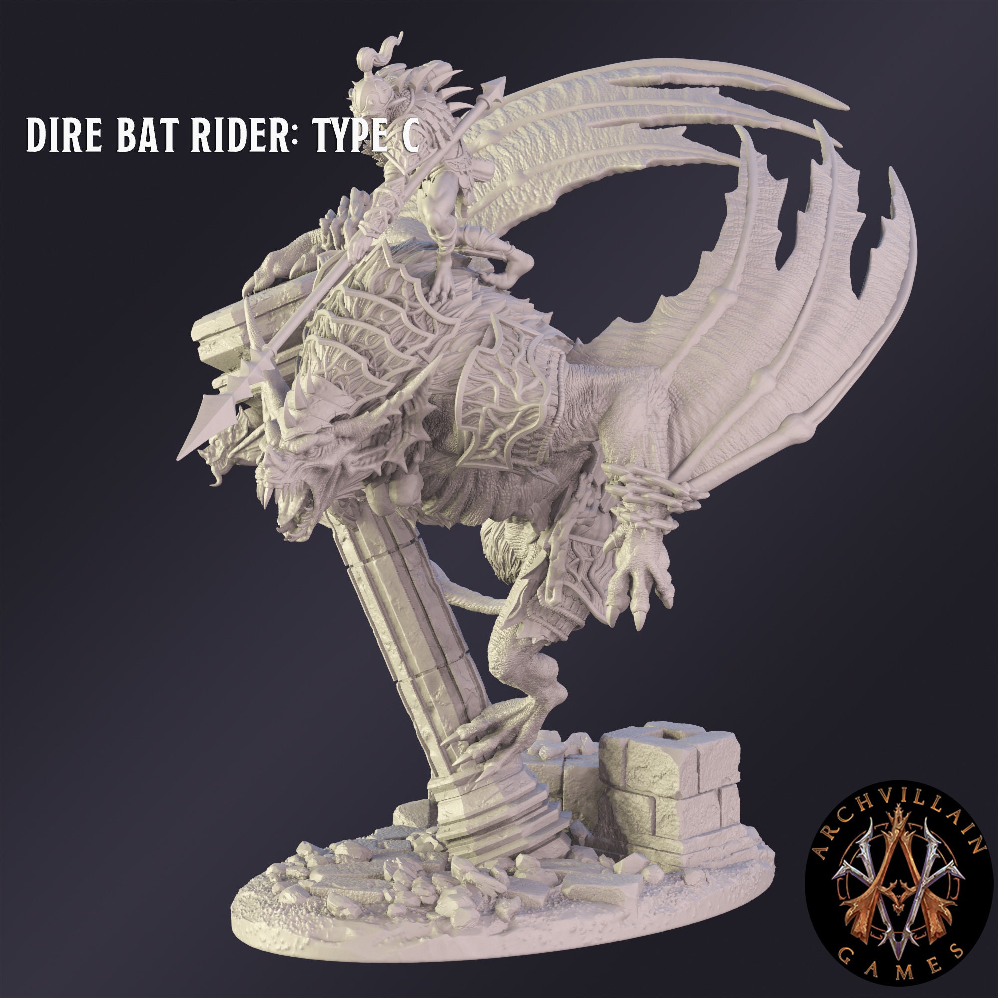 Dnd Miniature Dire Bat Rider Miniature for Dungeons and Dragons ...