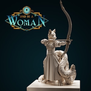 DnD Miniature Foxfolk Ranger Fox miniature for Dungeons and Dragons tabletop RPG Wargaming miniature from DnD is a Woman