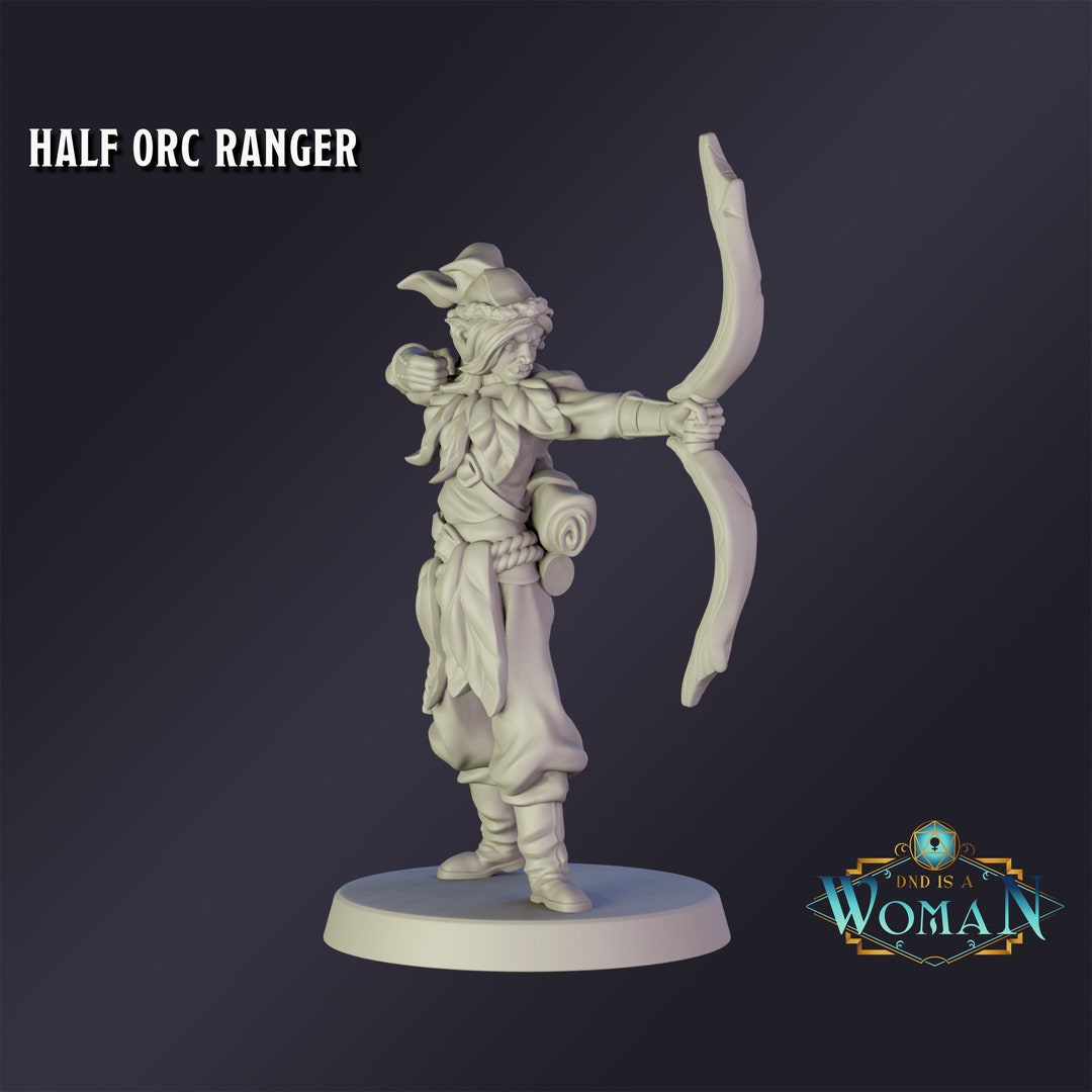 Dnd Miniature Half Orc Ranger Miniature for Dungeons and Dragons ...