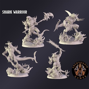 DnD Miniature Shark Warrior  miniature for Dungeons and Dragons tabletop RPG Wargaming miniature from  Archvillain Games