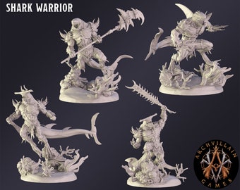 DnD Miniature Shark Warrior  miniature for Dungeons and Dragons tabletop RPG Wargaming miniature from  Archvillain Games