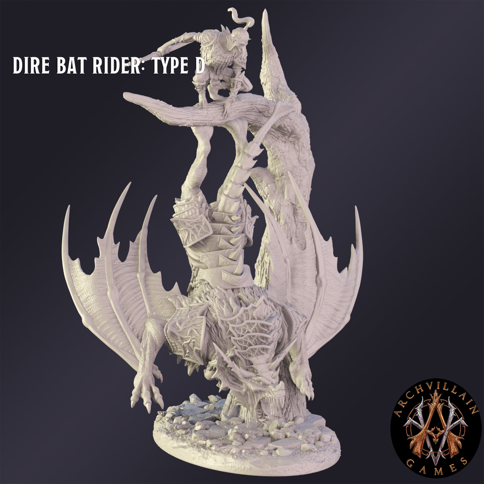 Dnd Miniature Dire Bat Rider Miniature for Dungeons and Dragons ...