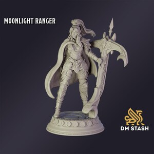 DnD Miniature Moonlight Ranger miniature for Dungeons and Dragons tabletop RPG Wargaming miniature from DM Stash