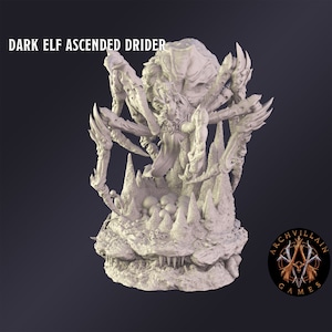 DnD Miniature Dark Elf Ascended Drider  miniature for Dungeons and Dragons tabletop RPG Wargaming miniature from  Archvillain Games