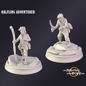 DnD Miniature Halfling Adventurer miniature for Dungeons and Dragons tabletop RPG Wargaming miniature from The Printing Goes Ever On