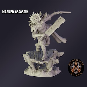 DnD Miniature Masked Assassin  miniature for Dungeons and Dragons tabletop RPG Wargaming miniature from  Archvillain Games