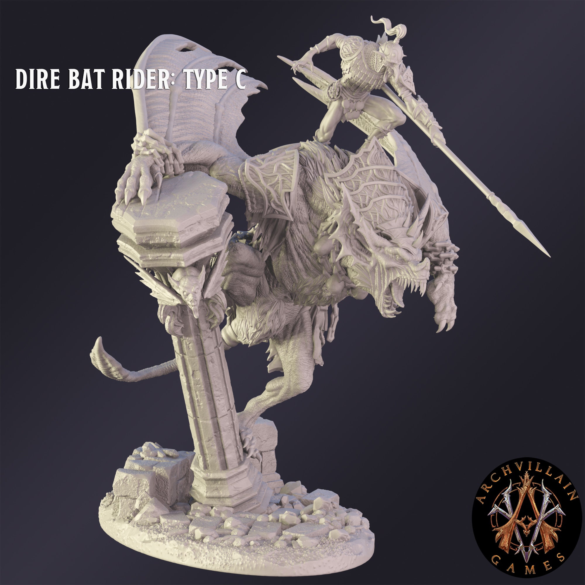 Dnd Miniature Dire Bat Rider Miniature for Dungeons and Dragons ...