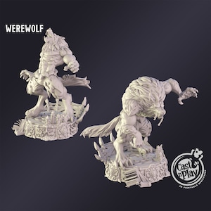 DnD Miniature Werewolf miniature for Dungeons and Dragons tabletop RPG Wargaming miniature from Cast N Play