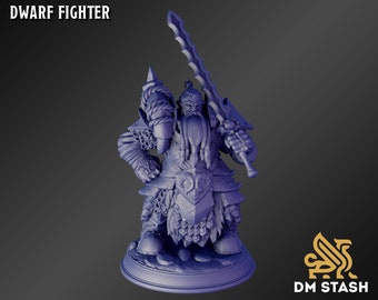 Dwarf Fighter Tabletop Game miniature from DM Stash, Dungeons and Dragons, Pathfinder