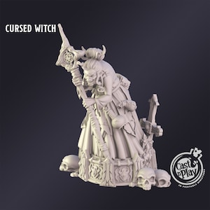 DnD Miniature Cursed Witch miniature for Dungeons and Dragons tabletop RPG Wargaming miniature from Cast N Play