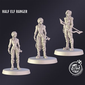 DnD Miniature Half-Elf Ranger miniature for Dungeons and Dragons tabletop RPG Wargaming miniature from Cast N Play