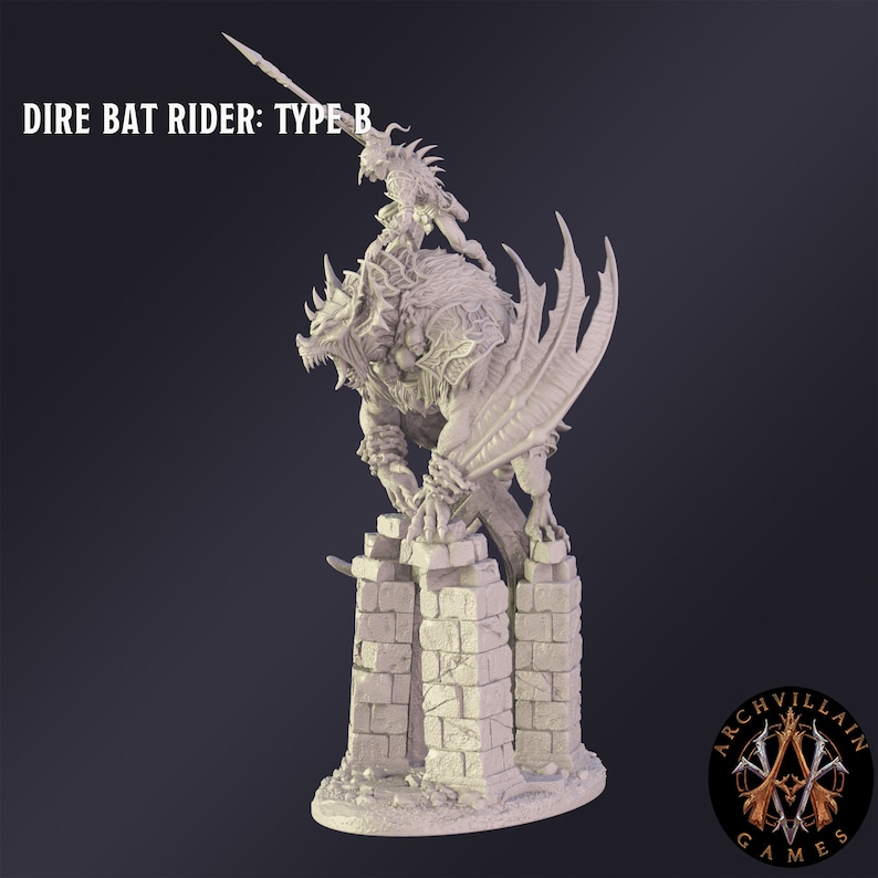 Dnd Riding Bat Dnd Miniature Dire Bat Rider Miniature for Dungeons and Dragons ...