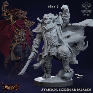 DnD Miniature Dragonborn Paladin miniature for Dungeons and Dragons tabletop RPG Wargaming miniature from Mammoth Factory