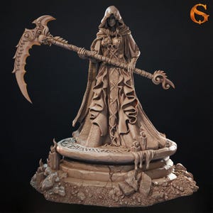 DnD Miniature Female Grim Reaper miniature for Dungeons and Dragons tabletop RPG Wargaming miniature from SolGood Creations