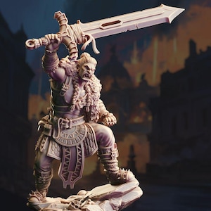 DnD Miniature Orc Berserker Barbarian miniature for Dungeons and Dragons tabletop RPG Wargaming miniature from DM Stash
