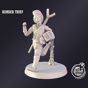 DnD Miniature Kender Thief miniature for Dungeons and Dragons tabletop RPG Wargaming miniature from Cast N Play