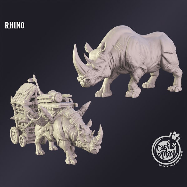 Rhino Premium Tabletop Game miniature from Cast N Play, Dungeons and Dragons, Pathfinder