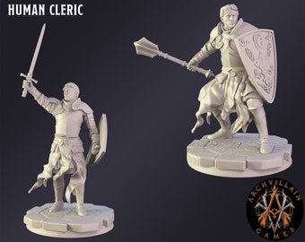 DnD Miniature Human Cleric  miniature for Dungeons and Dragons tabletop RPG Wargaming miniature from  Archvillain Games