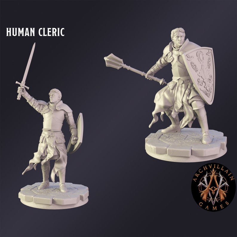 Human Cleric Premium Tabletop Game Miniature From Archvillain - Etsy