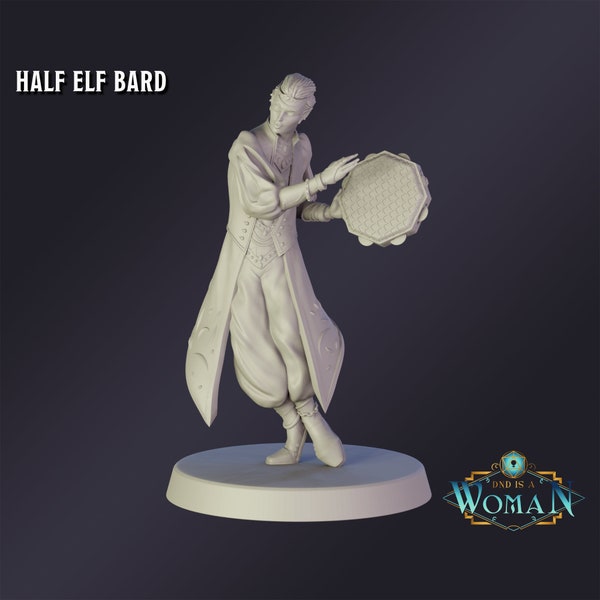 Half Elf Bard Premium Tabletop Game miniature from DnD is a Woman, Dungeons and Dragons, Pathfinder