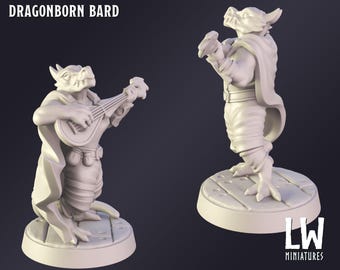 Miniatura DnD Dragonborn Bard per Dungeons and Dragons, gioco di ruolo da tavolo, miniatura da gioco di guerra di Lost World Miniatures