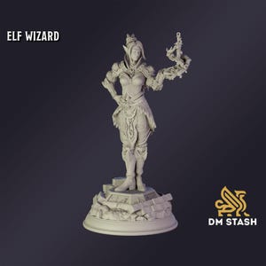 DnD Miniature Elf Wizard miniatyr för Dungeons and Dragons bords-RPG krigsspelsminiatyr från DM Stash