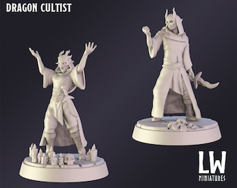 DnD Miniature Dragon Cultists miniature for Dungeons and Dragons tabletop RPG Wargaming miniature from Lost World Miniatures