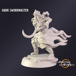 DnD Miniature Dark Swordmaster wraith miniature for Dungeons and Dragons tabletop RPG Wargaming miniature from The Printing Goes Ever On
