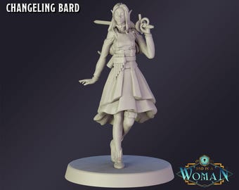 DnD Miniature Changeling Bard to figurka do gry fabularnej Dungeons and Dragons, gry bitewnej RPG, od DnD to kobieta
