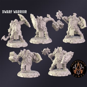 DnD Miniature Dwarf Warrior  miniature for Dungeons and Dragons tabletop RPG Wargaming miniature from  Archvillain Games