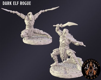 DnD Miniature Dark Elf Rogue  miniature for Dungeons and Dragons tabletop RPG Wargaming miniature from  Archvillain Games
