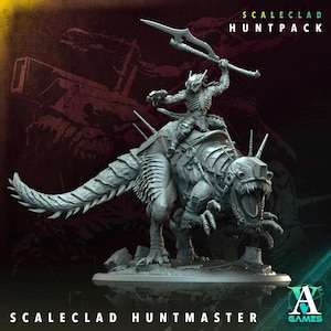 DnD Miniature Grimdark Lizard Huntmaster miniature for Dungeons and Dragons tabletop RPG Wargaming miniature from  Archvillain Games