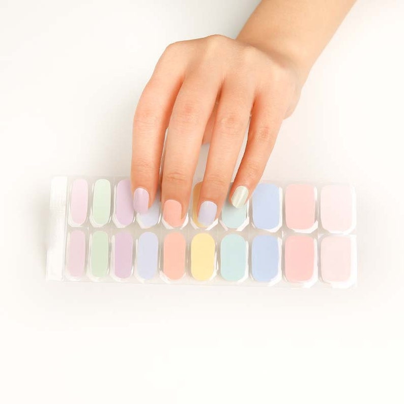 UV Semi-Cured Gel Nail Wraps Colorful Macaron Best Premium | Etsy