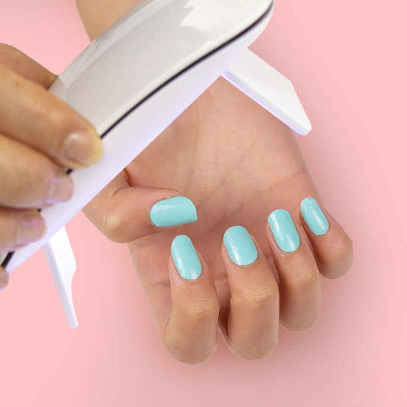 UV SemiCured Gel Nail Wraps Mint Blue Best Premium Etsy
