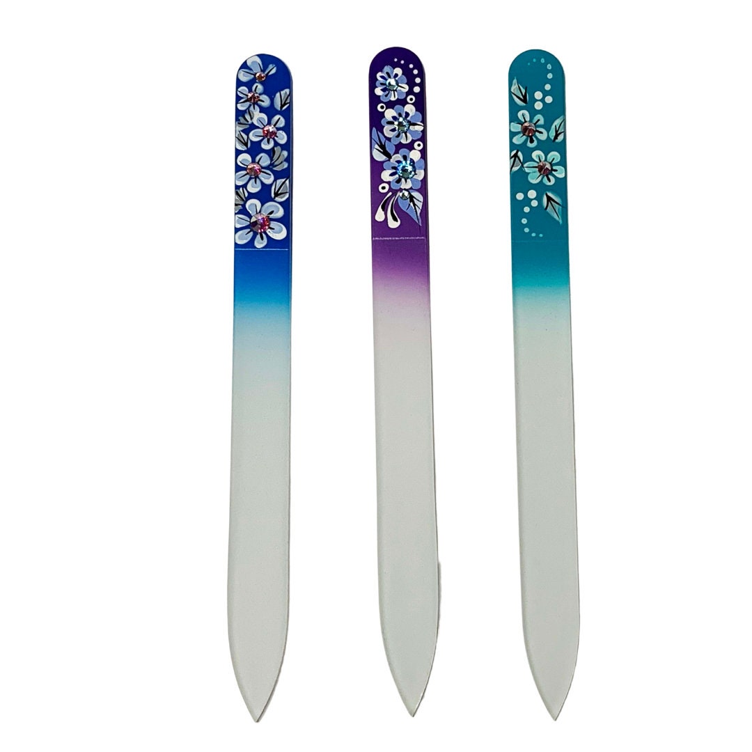 Set of 3 Pcs Czech Glass Nail File Swarovski Crystals Etsy