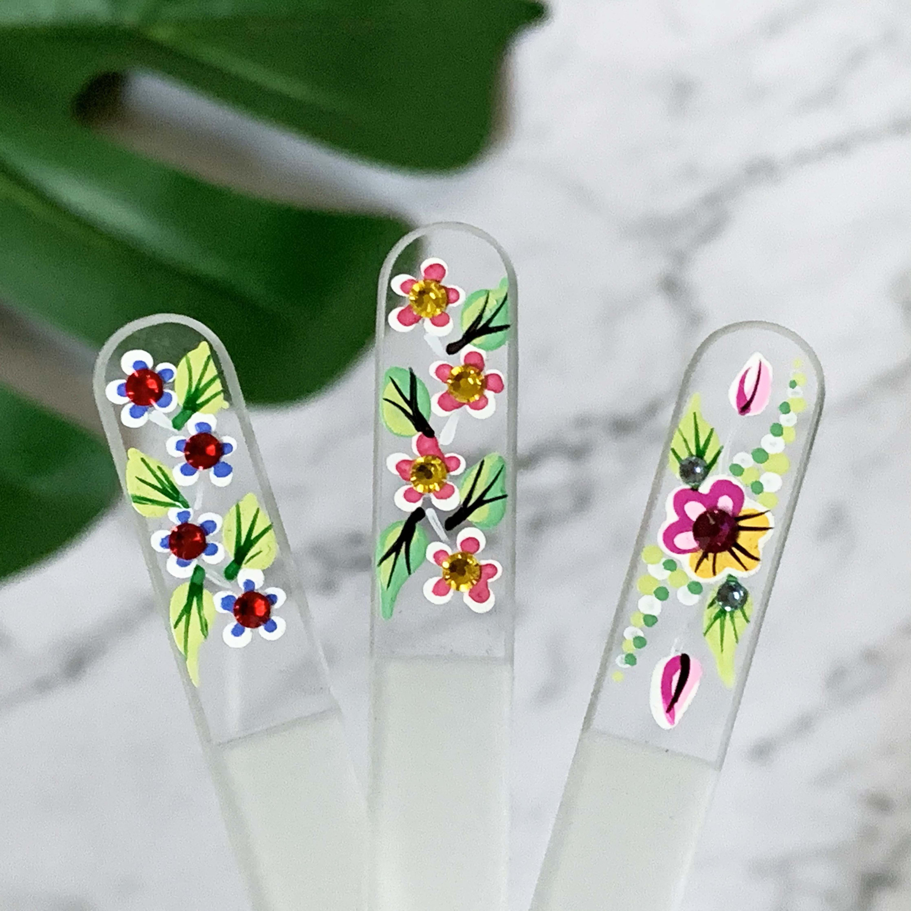 Set of 3 pcs Czech Made Glass Nail File Swarovski Crystals Etsy