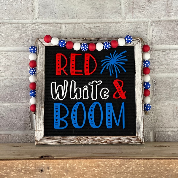 Red, White and Boom Letter Board Icons - Fourth of July Holiday Decor