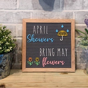 Spring Letter Board - April Showers Bring May Flowers Icons - Seasonal Letter Board Decoration
