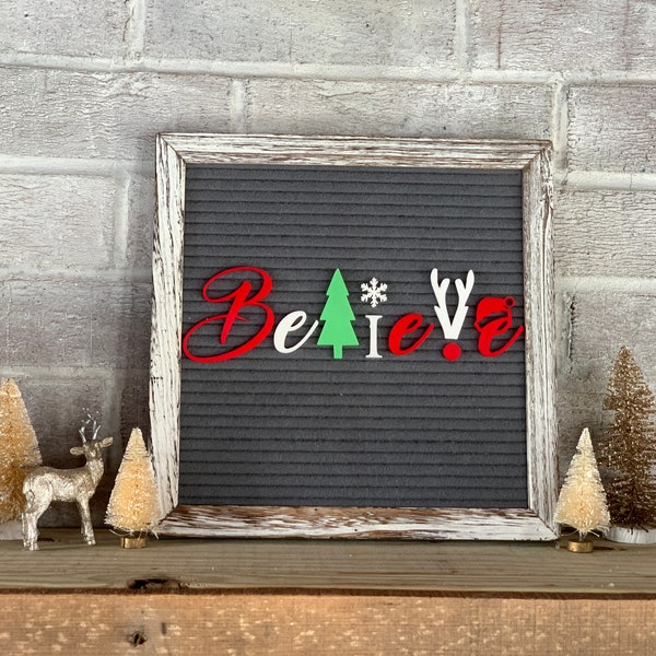 Icônes du tableau aux lettres Believe Christmas - Décoration de Noël imprimée en 3D