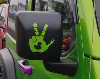 Rubber Duck Hand Wave Peace- Set of 2 - Wave decal - Hand Wave mirror decal