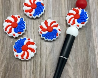 USA Sunflower Silicone Focal Beads | Sunflower Focal Bead | america Focal Bead | Pen Beads | Keychain beads | 4th of July Bead