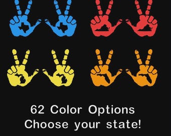 Set of 2 Hand Wave Decals w/ state cut out for side mirrors | Hand wave decals | Fits Jeep side mirrors | Accessory for Wrangler