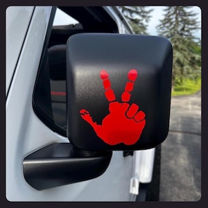 Set of 2 Hand Wave Peace Wave Decal for Jeep Side Mirrors- Wave decal - Hand Wave mirror decal