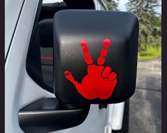 Set of 2 Hand Wave Peace Wave Decal for Jeep Side Mirrors- Wave decal - Hand Wave mirror decal
